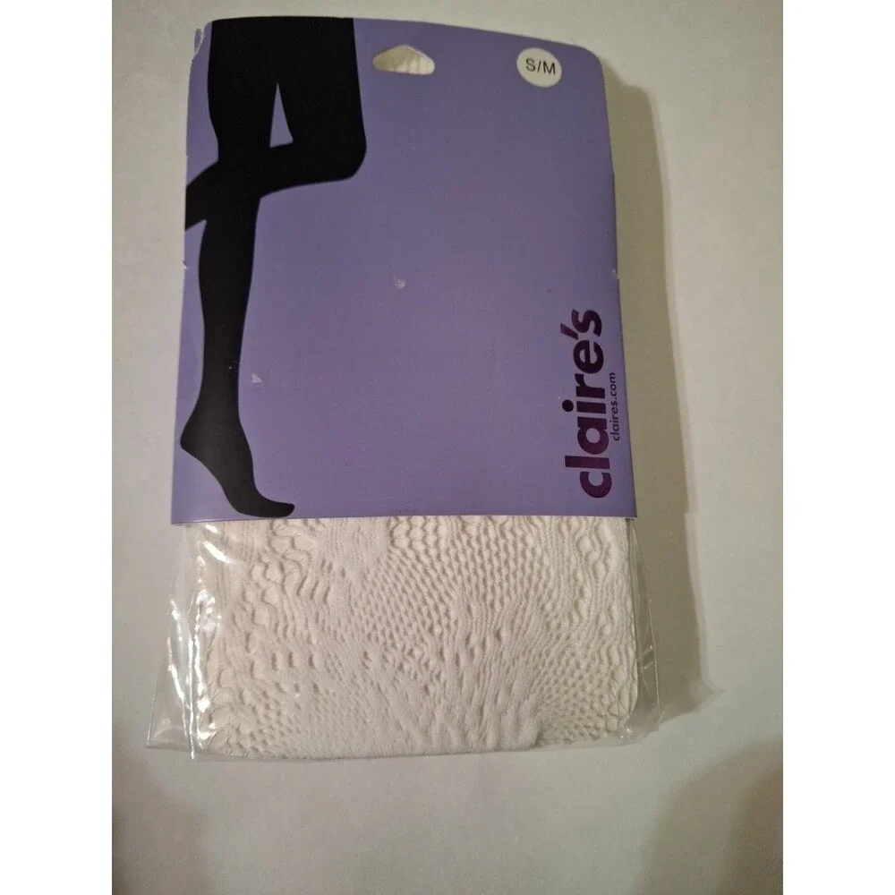 CLAIRE'S Women's White Tights Size S/M